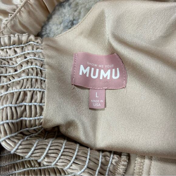 Show Me Your Mumu Alexis Midi in Champagne Luxe Satin size Large - Picture 8 of 13